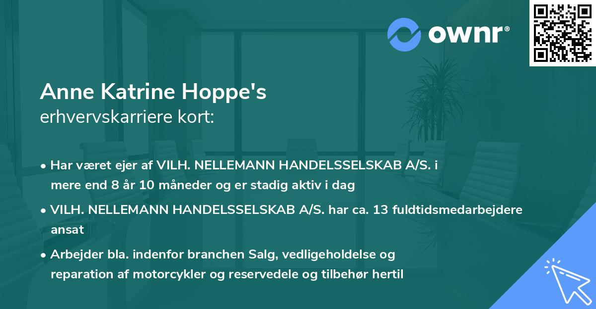 Anne Katrine Hoppe's erhvervskarriere kort