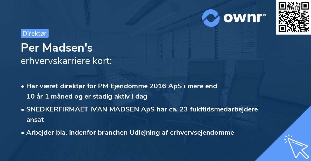 Per Madsen's erhvervskarriere kort