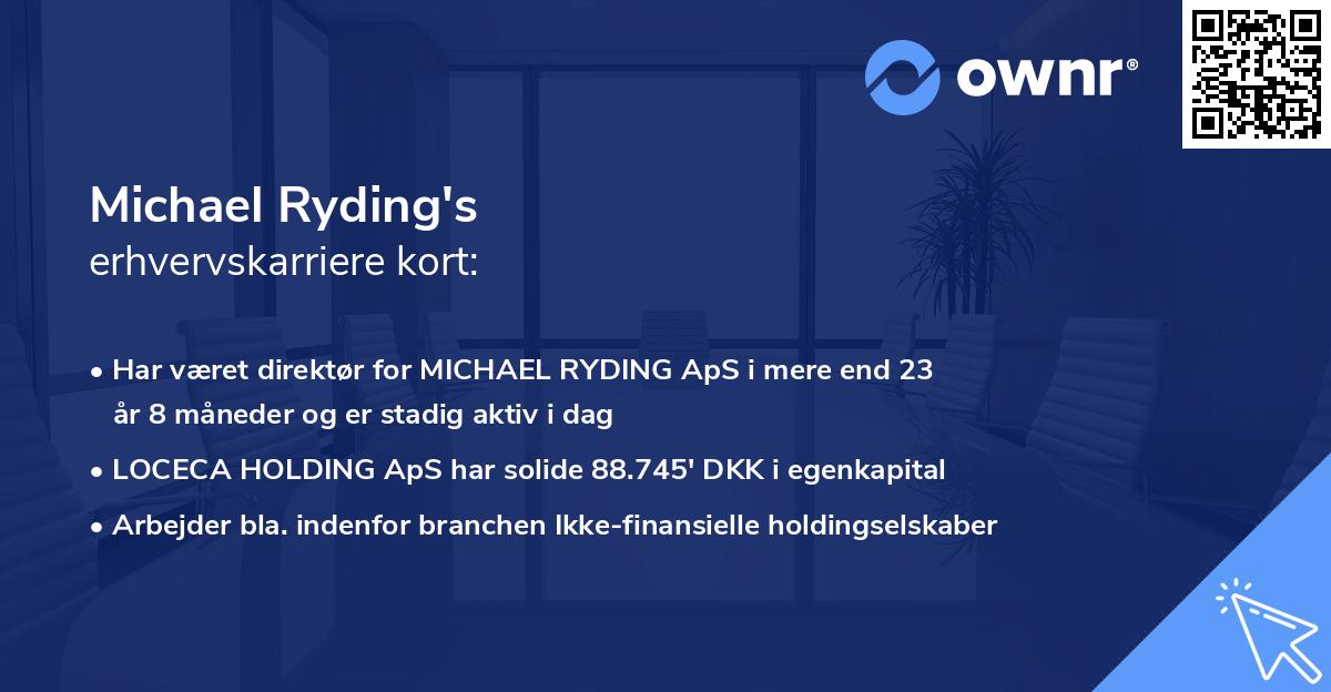 Michael Ryding's erhvervskarriere kort