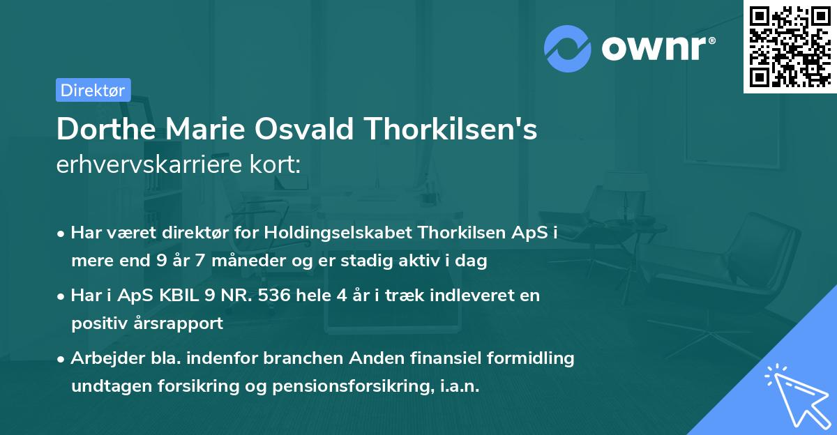 Dorthe Marie Osvald Thorkilsen's erhvervskarriere kort