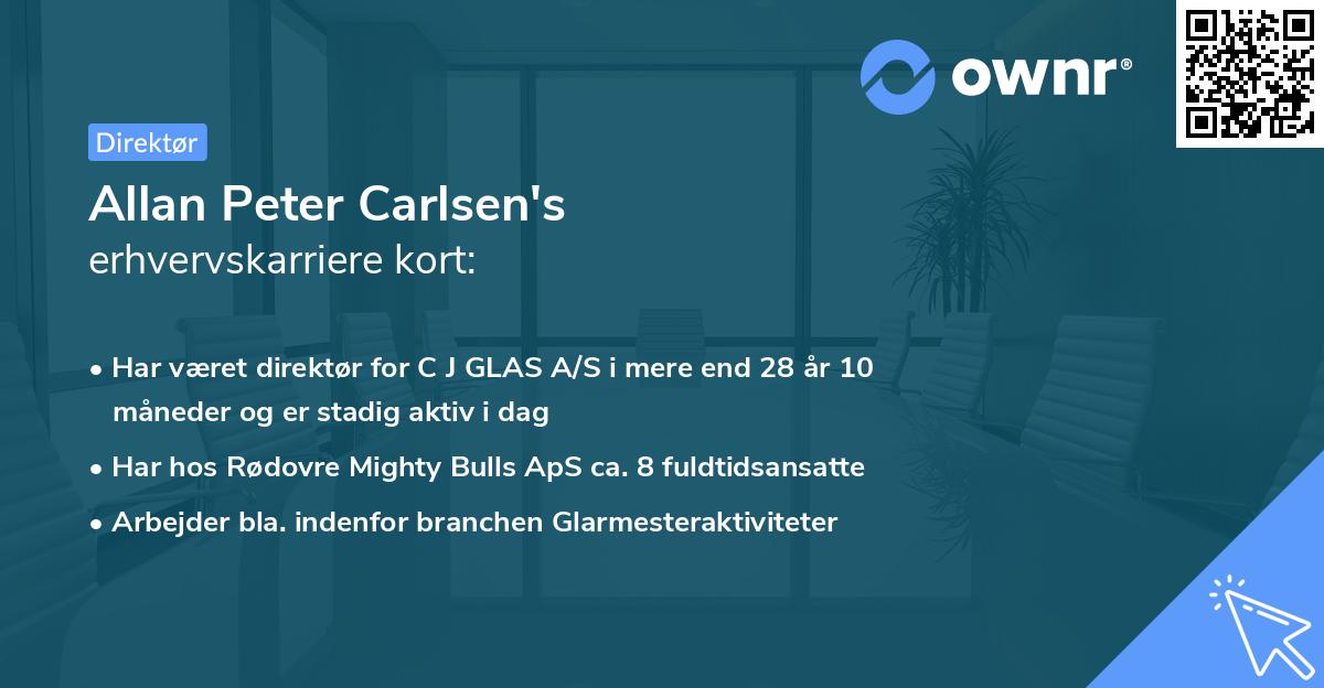 Allan Peter Carlsen's erhvervskarriere kort