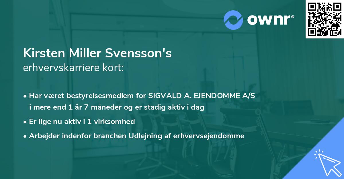 Kirsten Miller Svensson's erhvervskarriere kort