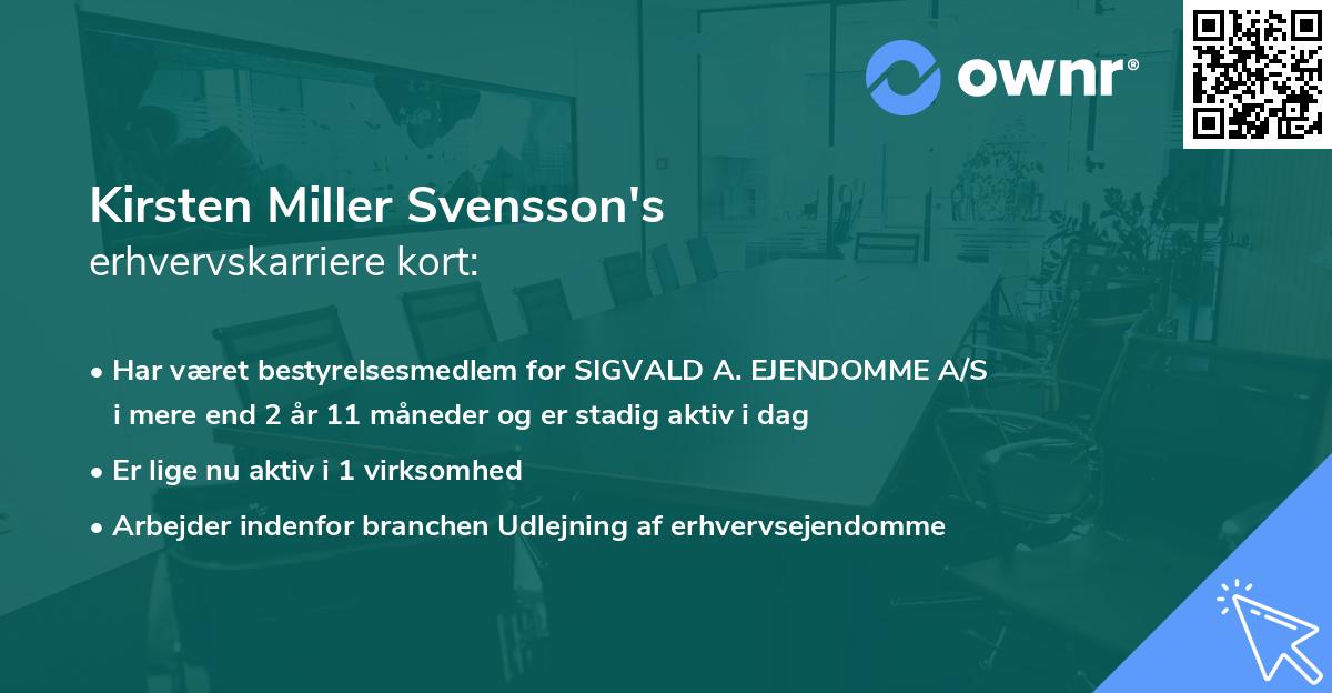 Kirsten Miller Svensson's erhvervskarriere kort