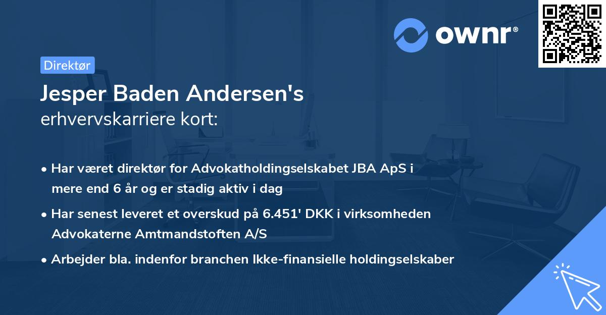 Jesper Baden Andersen's erhvervskarriere kort