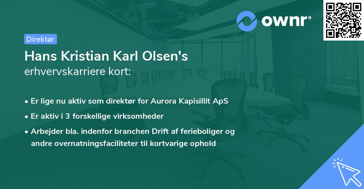 Hans Kristian Karl Olsen's erhvervskarriere kort