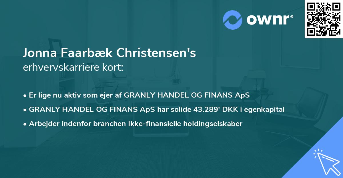 Jonna Faarbæk Christensen's erhvervskarriere kort