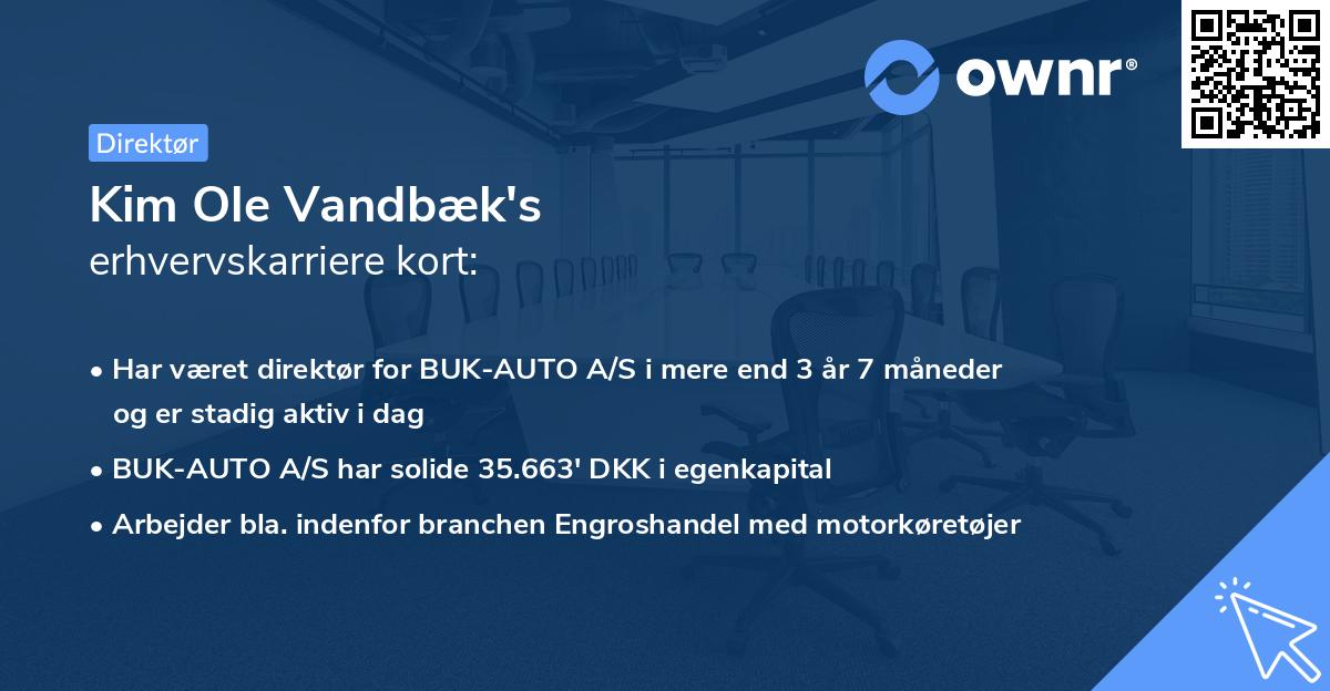 Kim Ole Vandbæk's erhvervskarriere kort