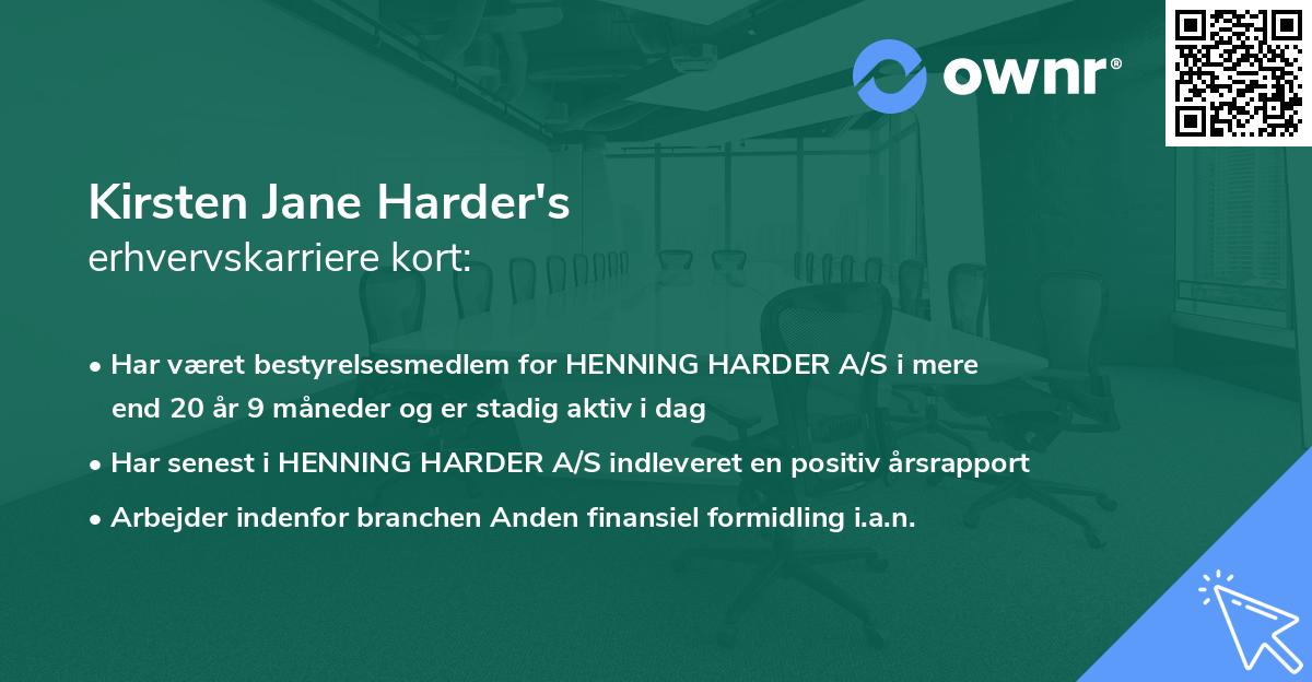 Kirsten Jane Harder's erhvervskarriere kort