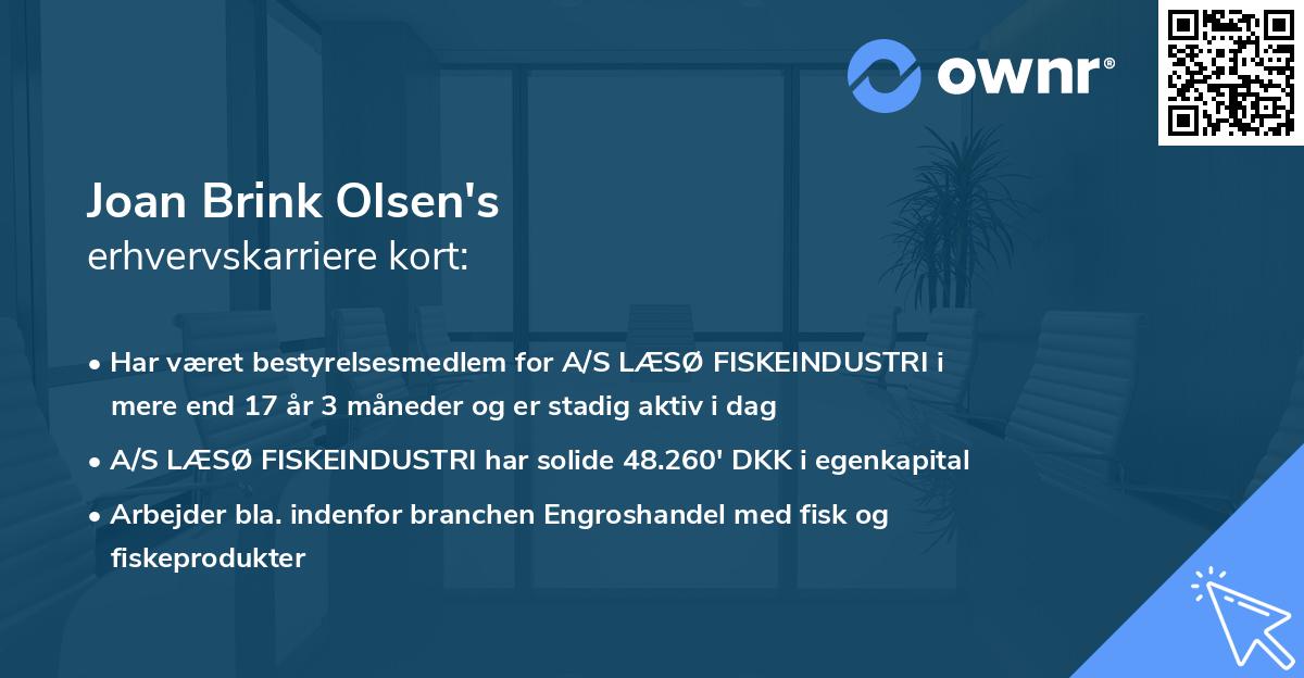 Joan Brink Olsen's erhvervskarriere kort