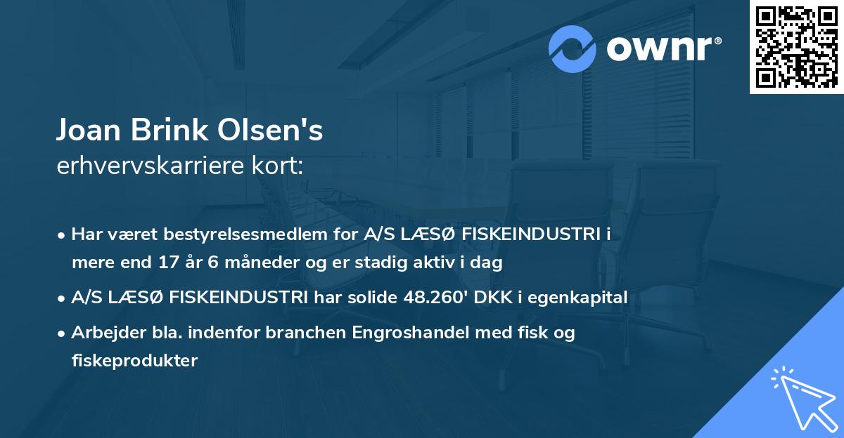 Joan Brink Olsen's erhvervskarriere kort