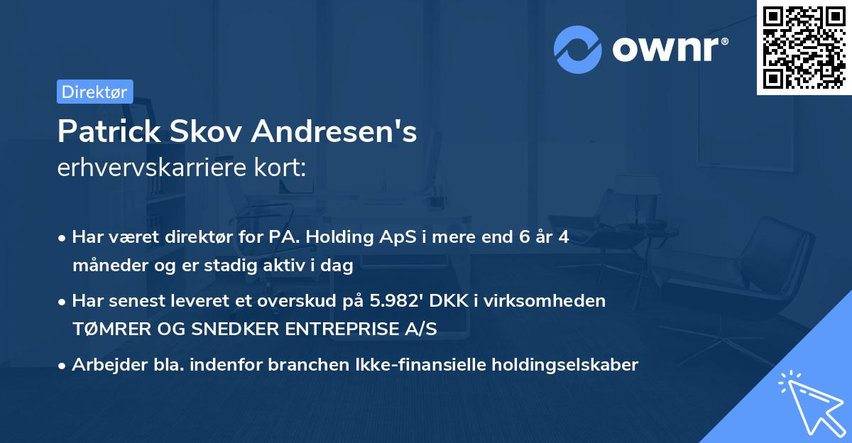 Patrick Skov Andresen's erhvervskarriere kort