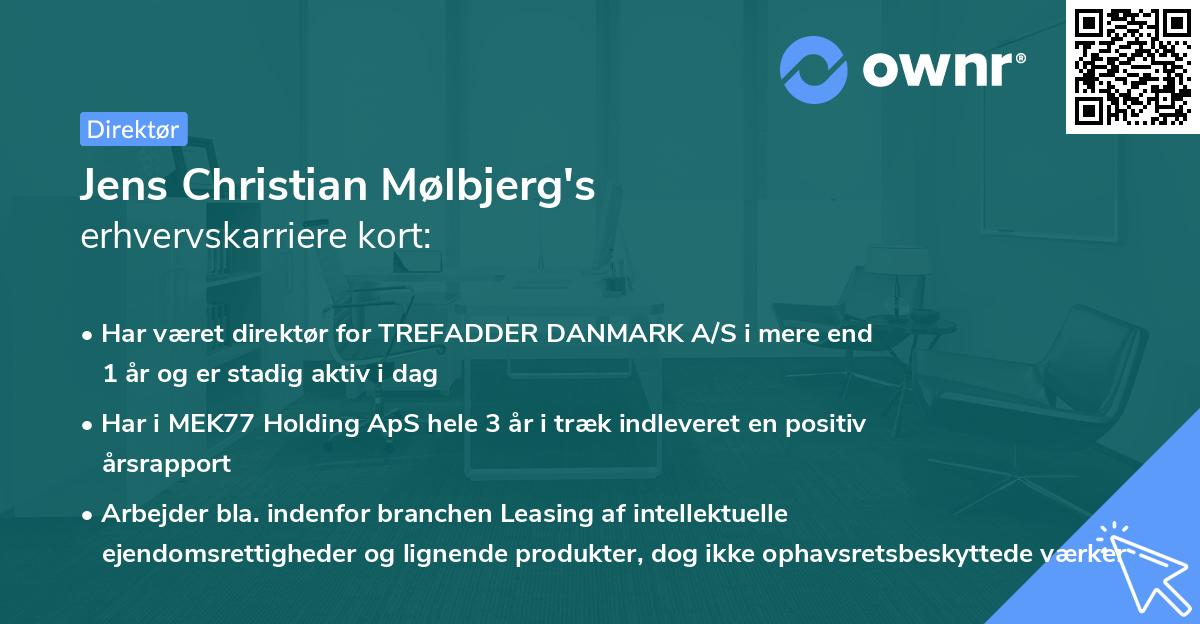 Jens Christian Mølbjerg's erhvervskarriere kort