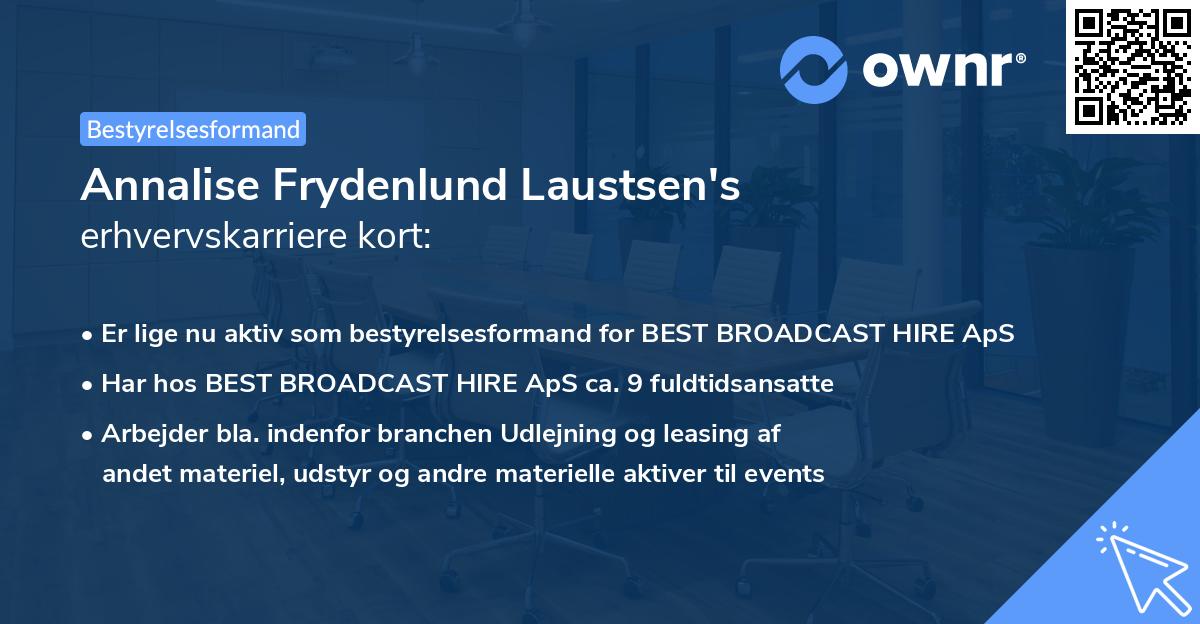Annalise Frydenlund Laustsen's erhvervskarriere kort