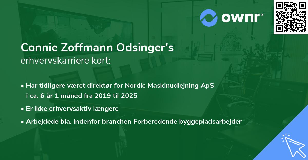 Connie Zoffmann Odsinger's erhvervskarriere kort