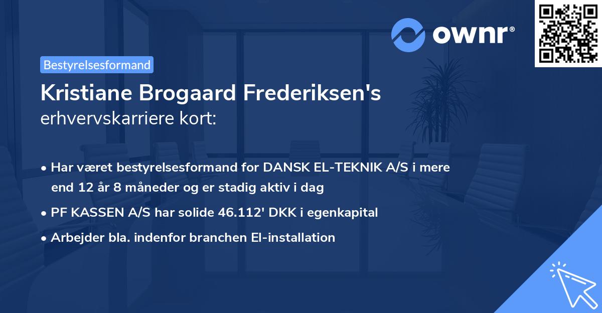 Kristiane Brogaard Frederiksen's erhvervskarriere kort