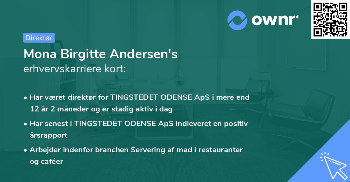 Mona Birgitte Andersen's erhvervskarriere kort