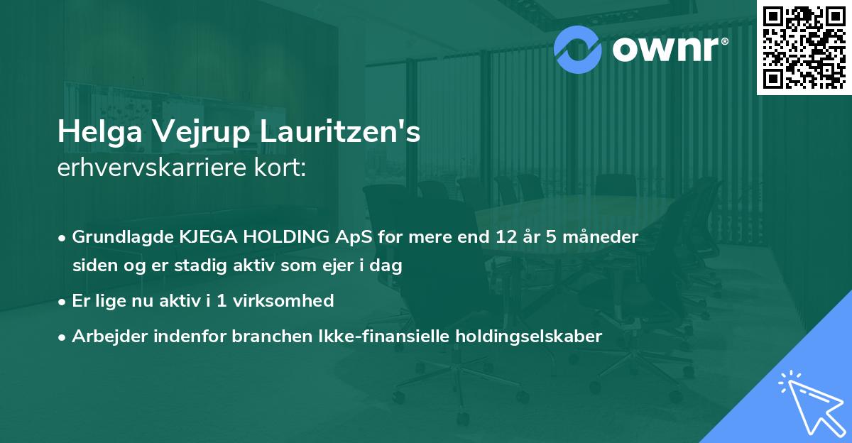 Helga Vejrup Lauritzen's erhvervskarriere kort