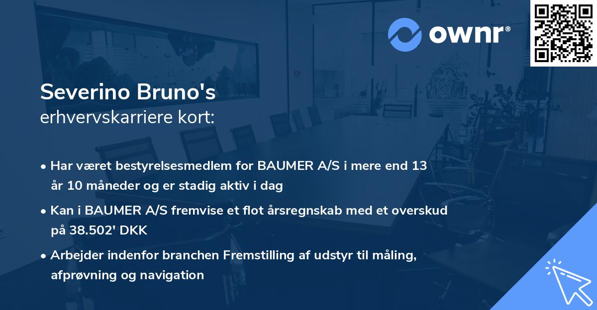 Severino Bruno's erhvervskarriere kort