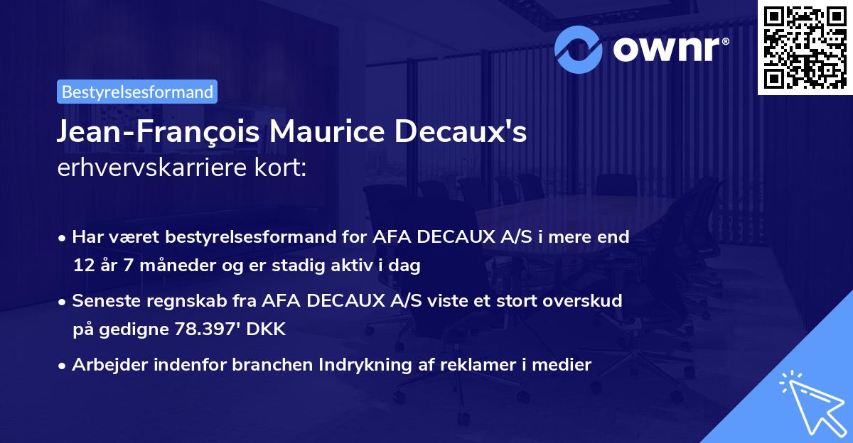 Jean-François Maurice Decaux's erhvervskarriere kort
