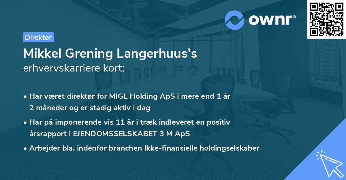 Mikkel Grening Langerhuus's erhvervskarriere kort