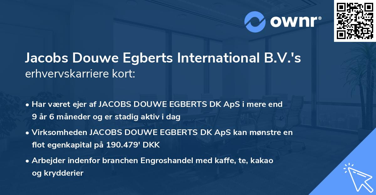 Jacobs Douwe Egberts International B.V.'s erhvervskarriere kort