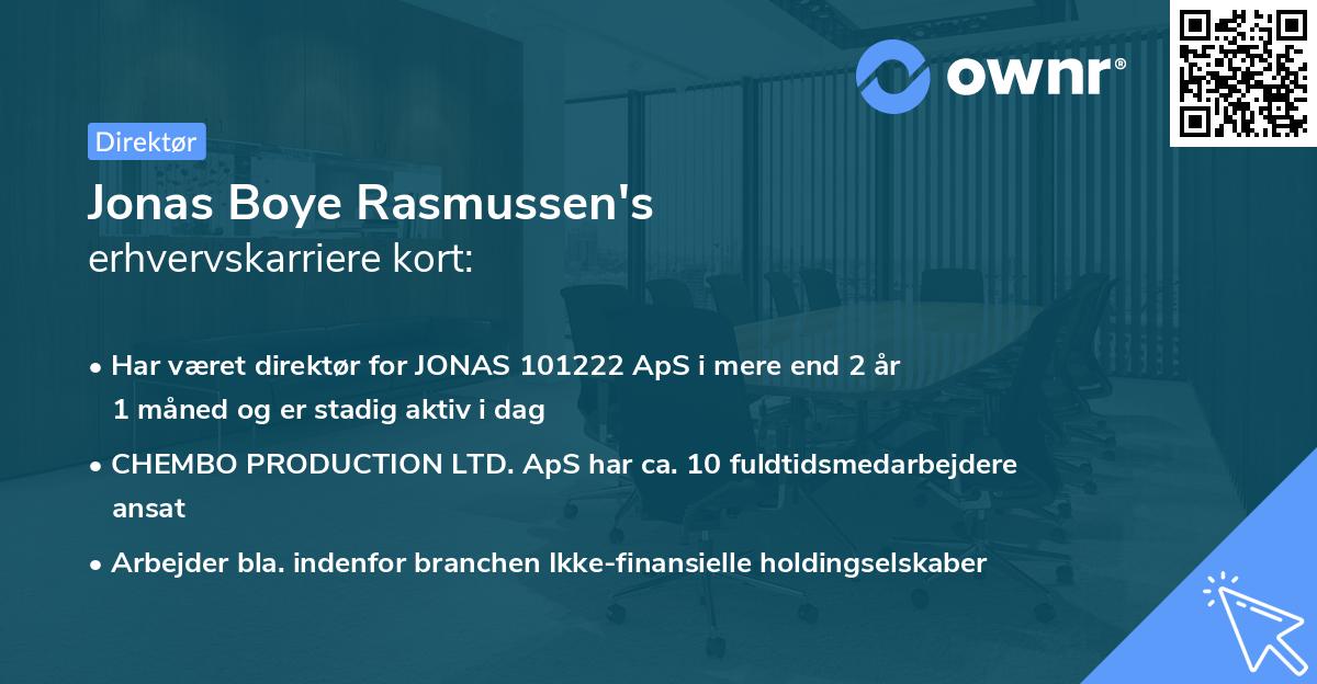 Jonas Boye Rasmussen's erhvervskarriere kort