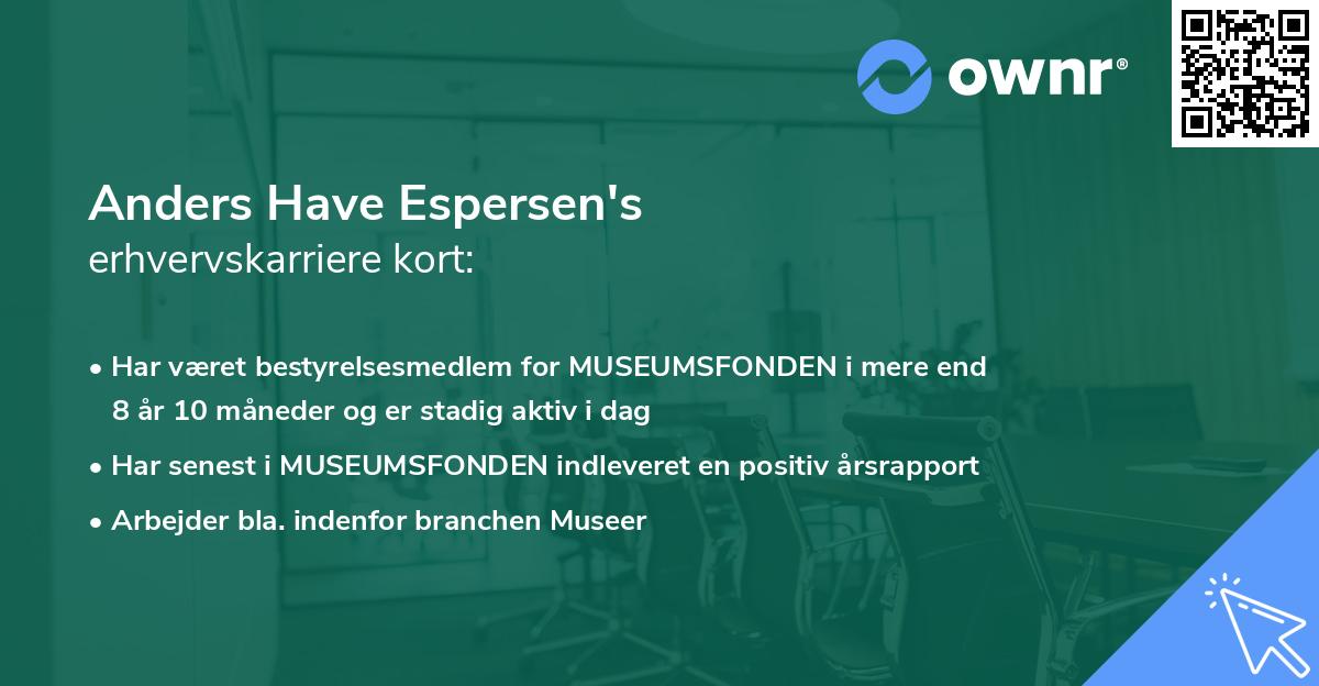 Anders Have Espersen's erhvervskarriere kort