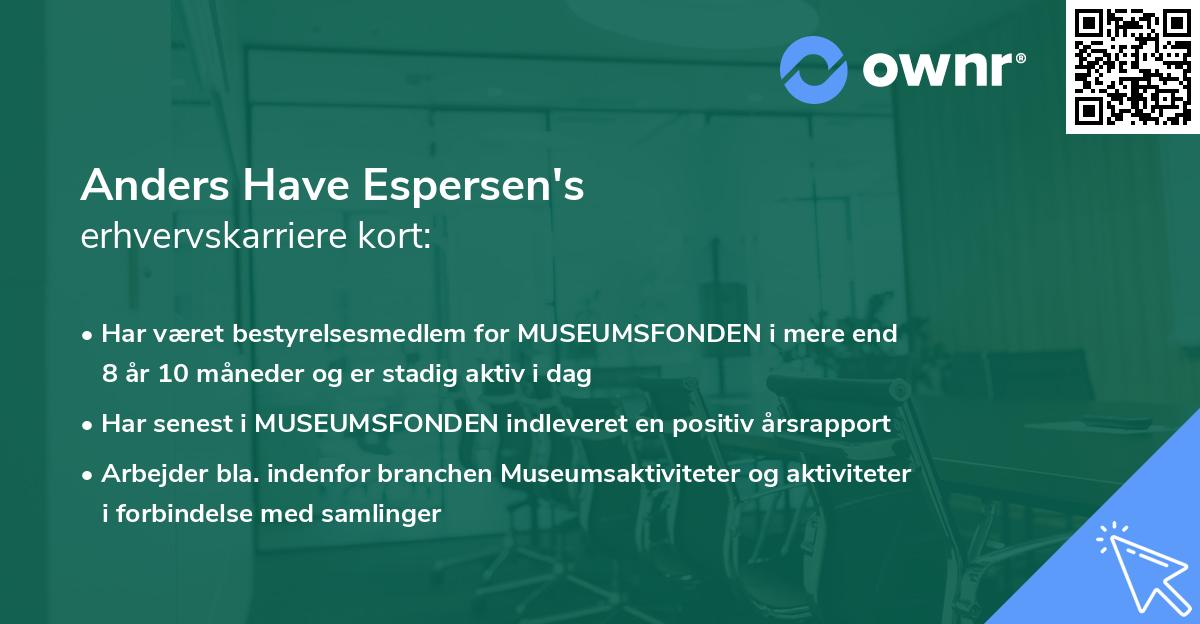 Anders Have Espersen's erhvervskarriere kort