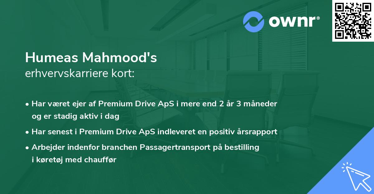 Humeas Mahmood's erhvervskarriere kort
