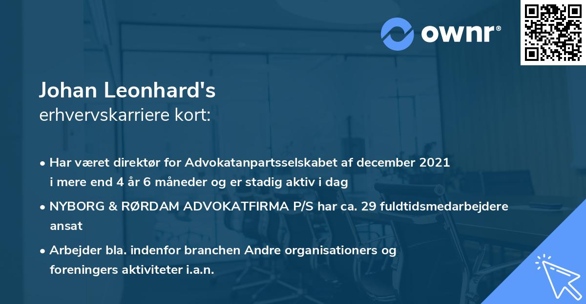 Johan Leonhard's erhvervskarriere kort