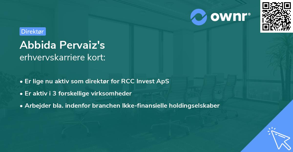 Abbida Pervaiz's erhvervskarriere kort