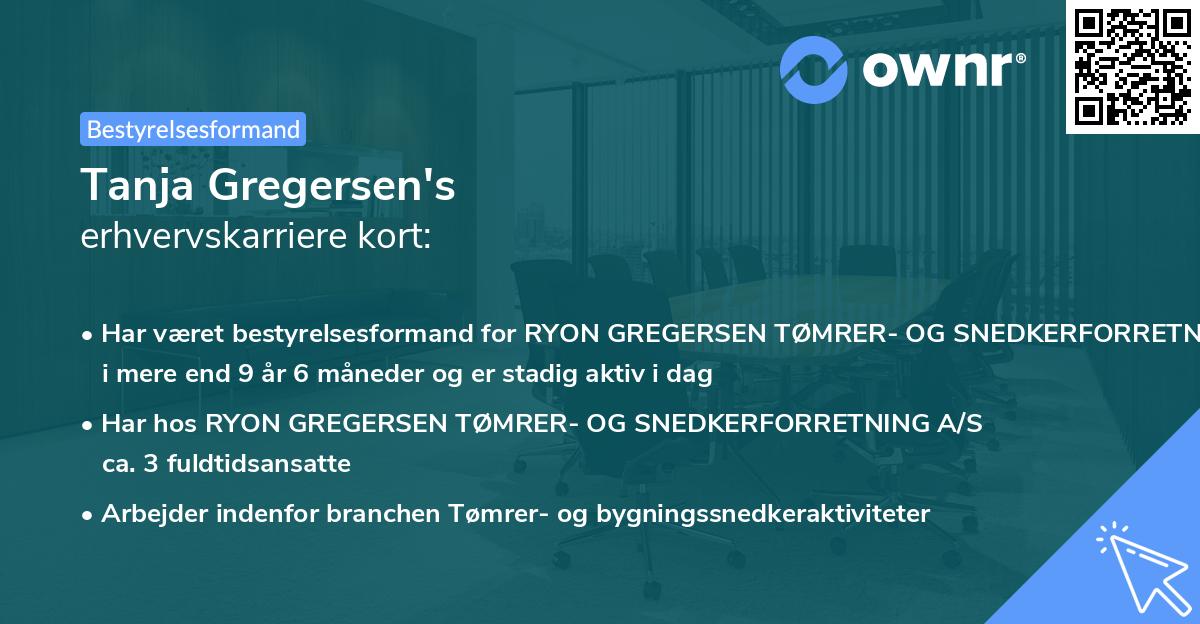 Tanja Gregersen's erhvervskarriere kort
