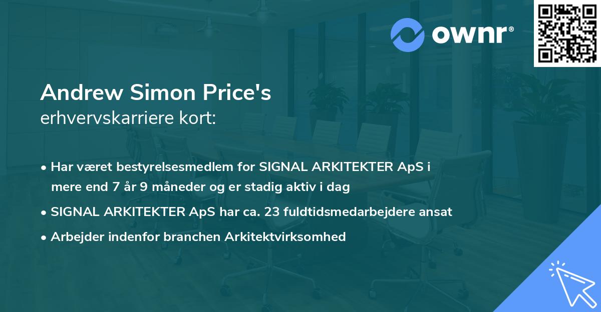 Andrew Simon Price's erhvervskarriere kort