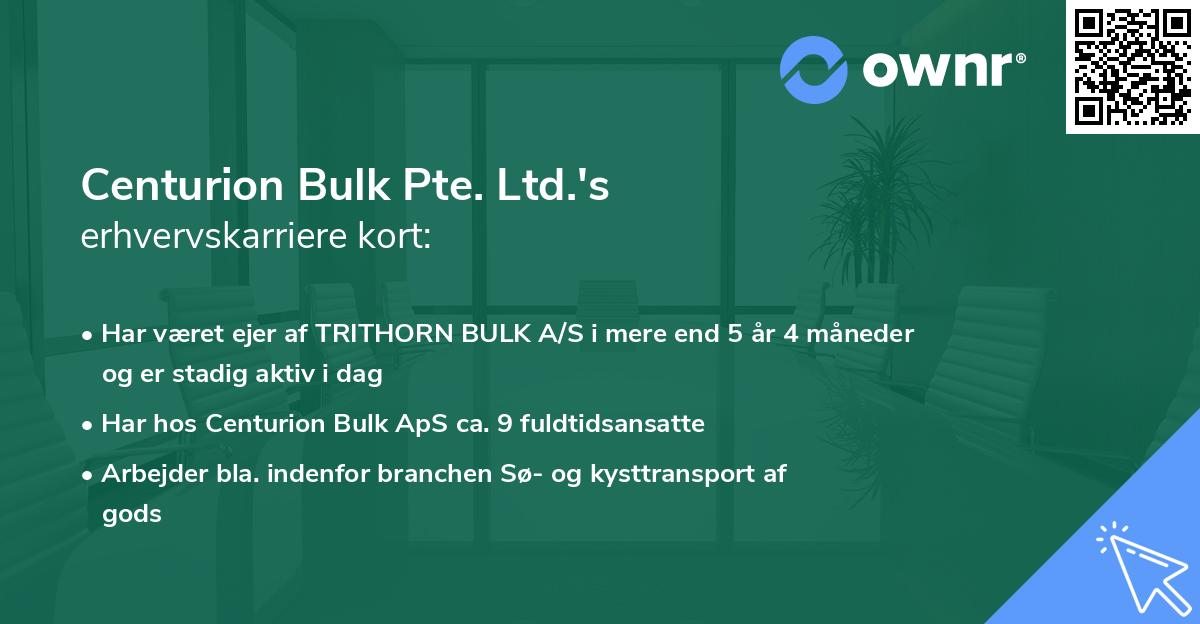 Centurion Bulk Pte. Ltd.'s erhvervskarriere kort