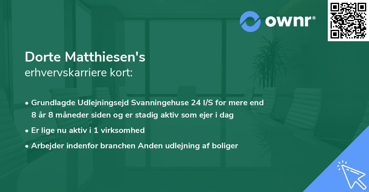 Dorte Matthiesen's erhvervskarriere kort