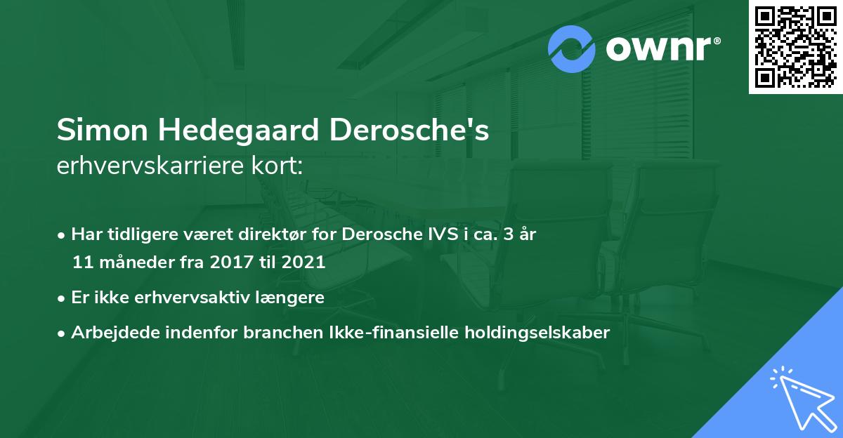 Simon Hedegaard Derosche's erhvervskarriere kort