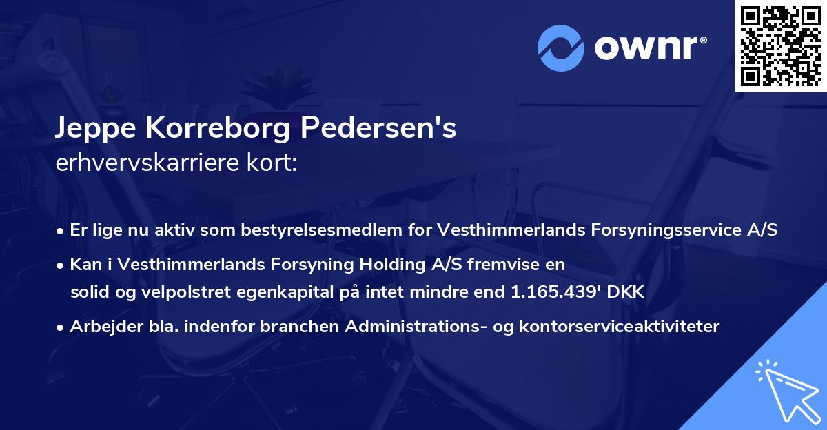 Jeppe Korreborg Pedersen's erhvervskarriere kort