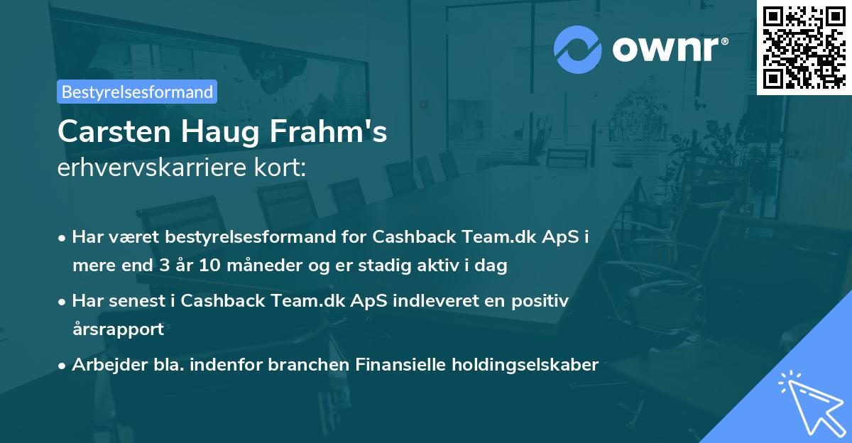Carsten Haug Frahm's erhvervskarriere kort