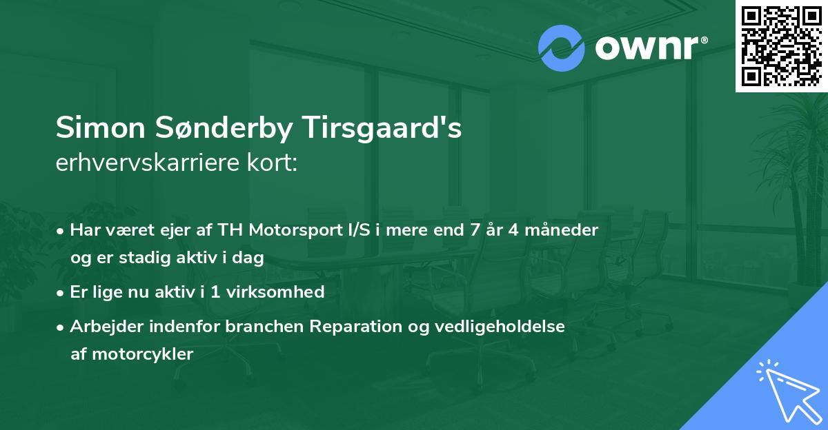 Simon Sønderby Tirsgaard's erhvervskarriere kort