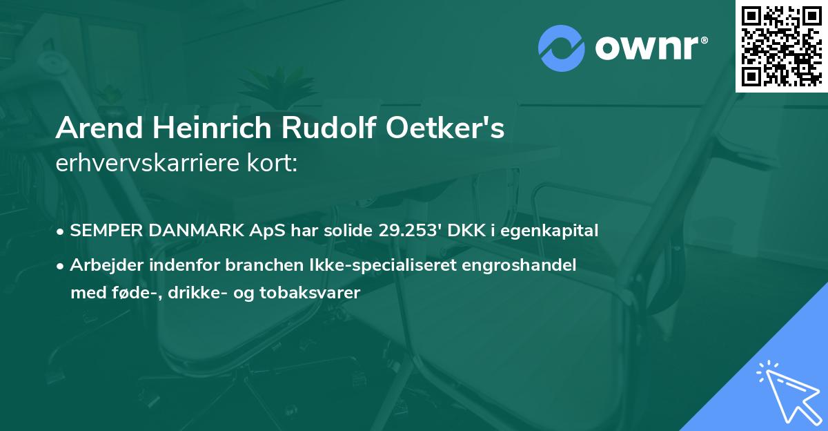 Arend Heinrich Rudolf Oetker's erhvervskarriere kort