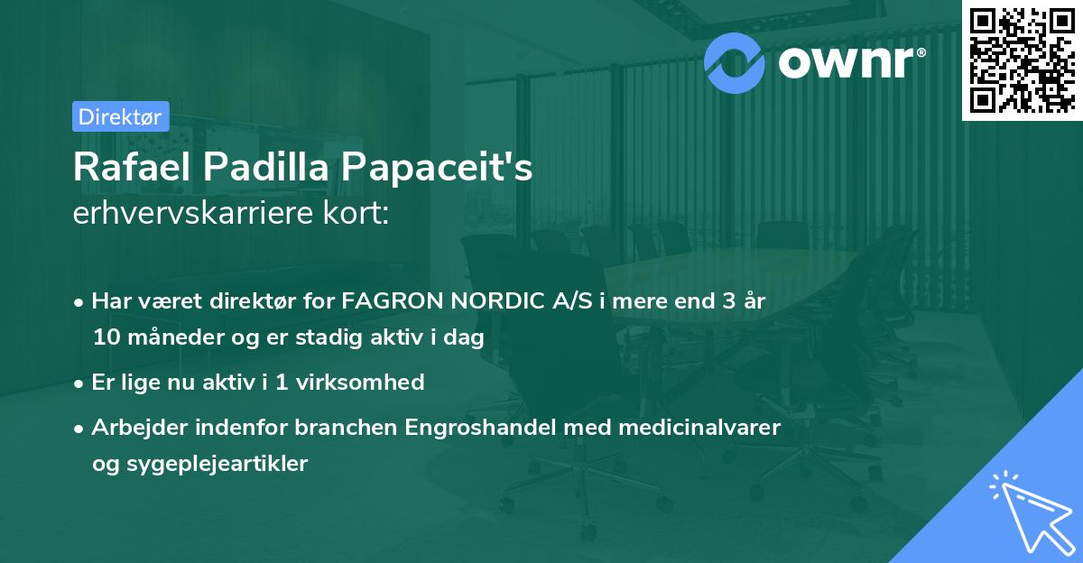 Rafael Padilla Papaceit's erhvervskarriere kort