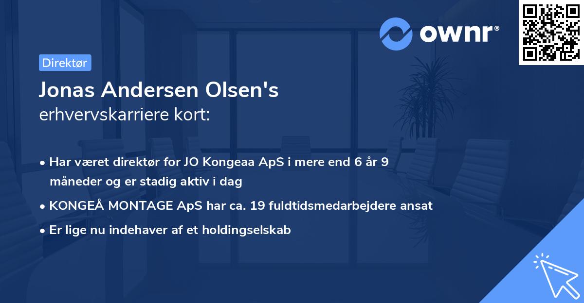 Jonas Andersen Olsen's erhvervskarriere kort