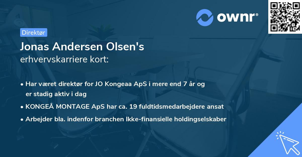 Jonas Andersen Olsen's erhvervskarriere kort