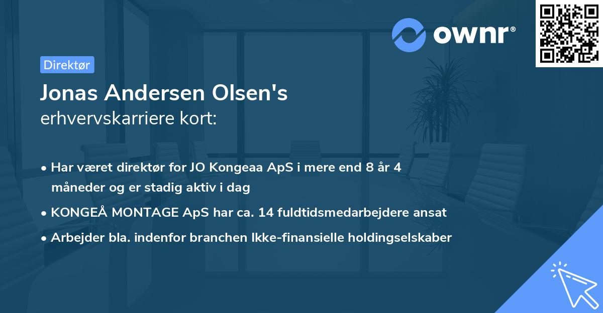 Jonas Andersen Olsen's erhvervskarriere kort