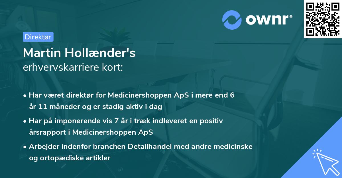 Martin Hollænder's erhvervskarriere kort