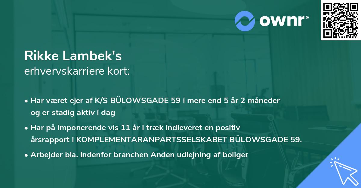 Rikke Lambek's erhvervskarriere kort