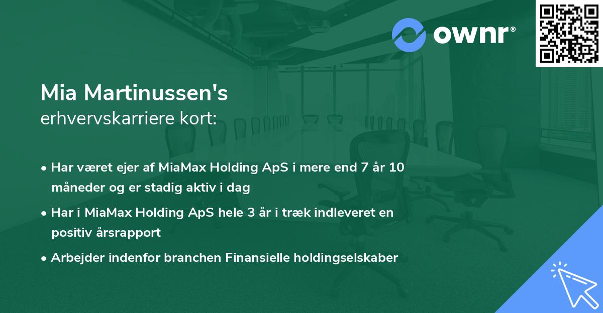 Mia Martinussen's erhvervskarriere kort