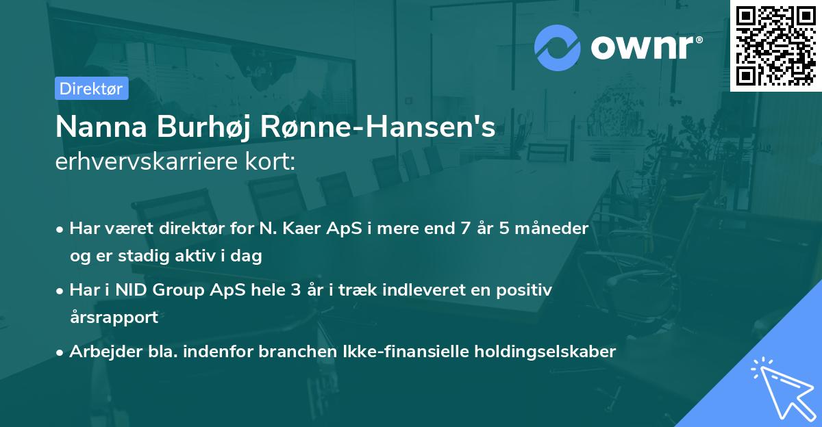 Nanna Burhøj Rønne-Hansen's erhvervskarriere kort
