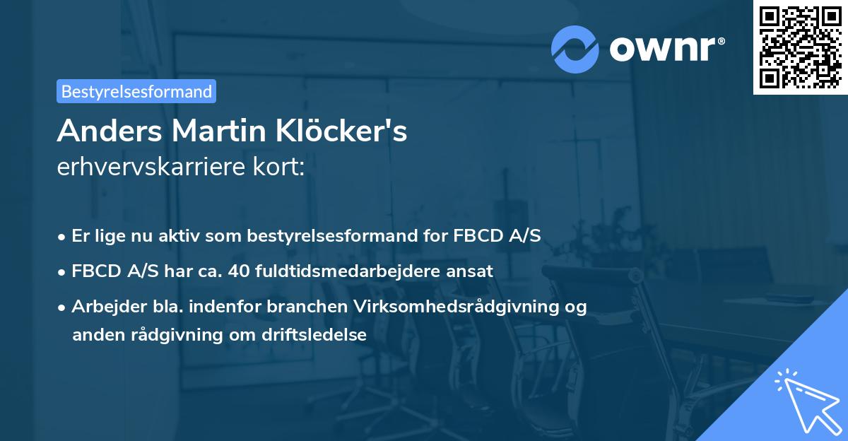 Anders Martin Klöcker's erhvervskarriere kort