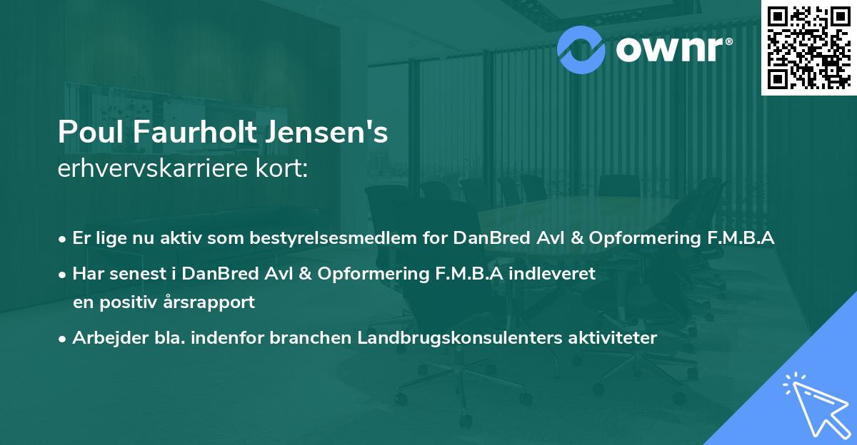 Poul Faurholt Jensen's erhvervskarriere kort